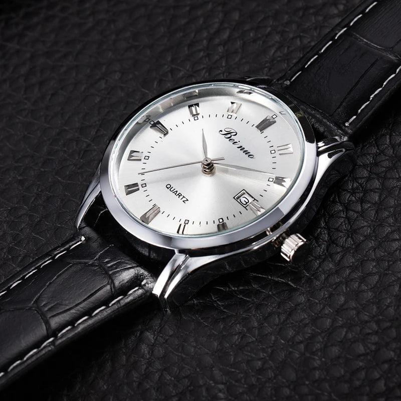 Men's Luxury Quartz Watch with Leather Band - Business & Fashion Accessory