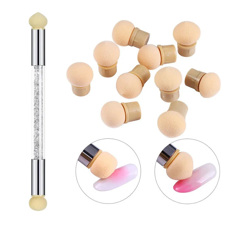 Nail Art Sponge Heads Replacement Set for Glitter Gel Polish with Color Gradient Design