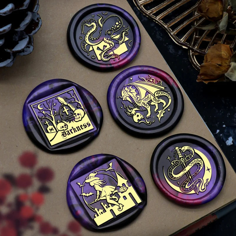 Mysterious Skull Skeleton Ghost Wax Seal Stamp Head for Cards Envelopes Halloween Invitations Scrapbooking