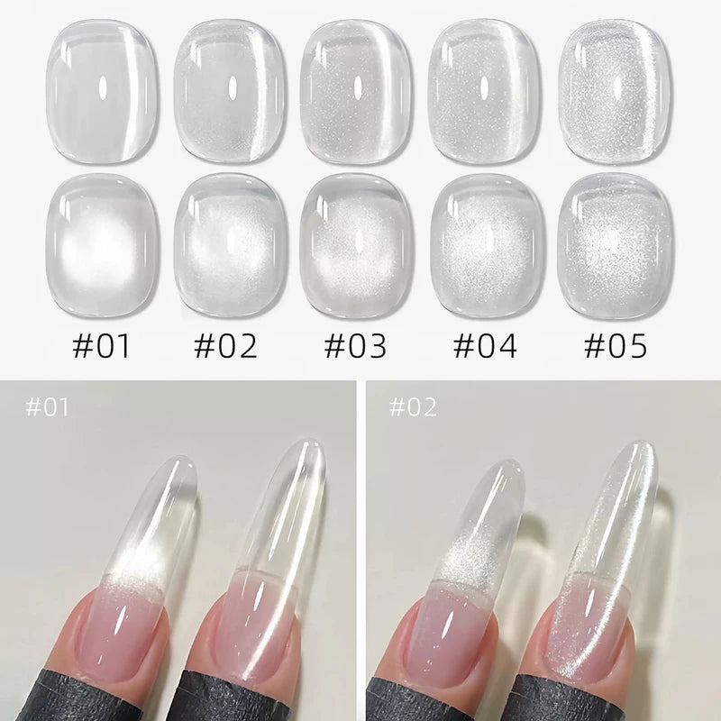 Nail Art Gel Polish Set - Galaxy White Strobe Beads for Manicure, 6 Colors