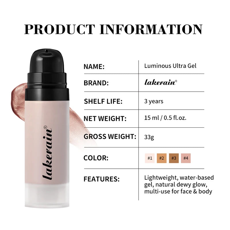 Highlight Dewy Skin Gel Primer for Face & Body - Lightweight Hydrating Makeup Base