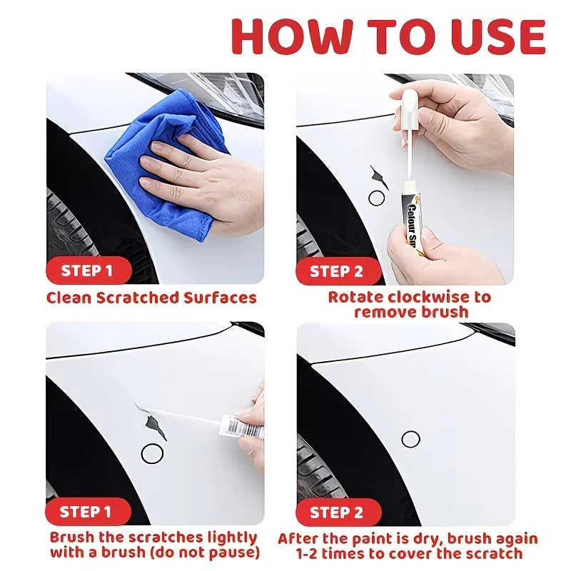 Car Touch-Up Paint Brush for Scratches - White, Easy & Durable