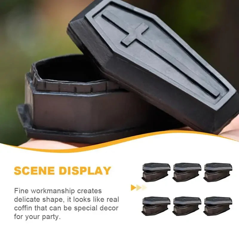 10pcs Mini Black Coffin Storage Boxes Halloween Decor Landscape Props