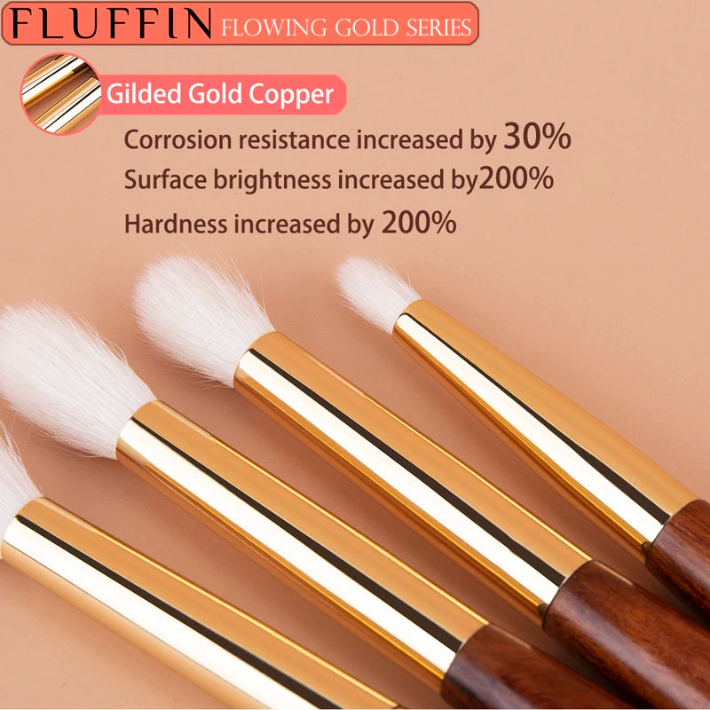 Eye Shadow Crease Brush - Goat Hair Blending Makeup Tool with Copper Rosewood Handle