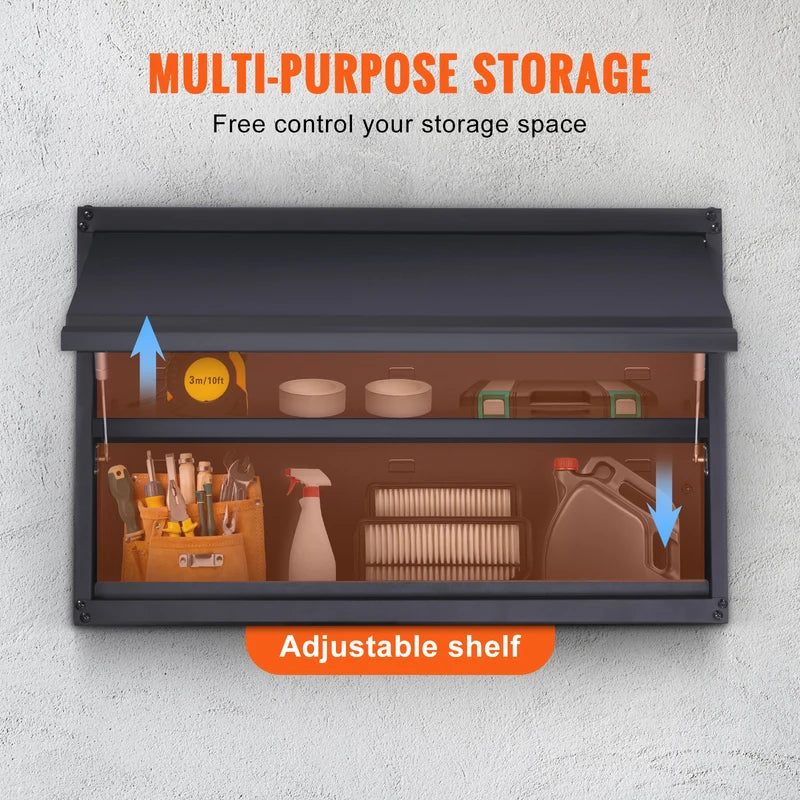 Wall-Mounted Metal Storage Cabinet 120lbs per Shelf Garage Office Organizer