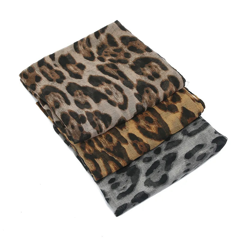 Women’s Summer Leopard Print Scarf - Lightweight Viscose Wrap & Shawl