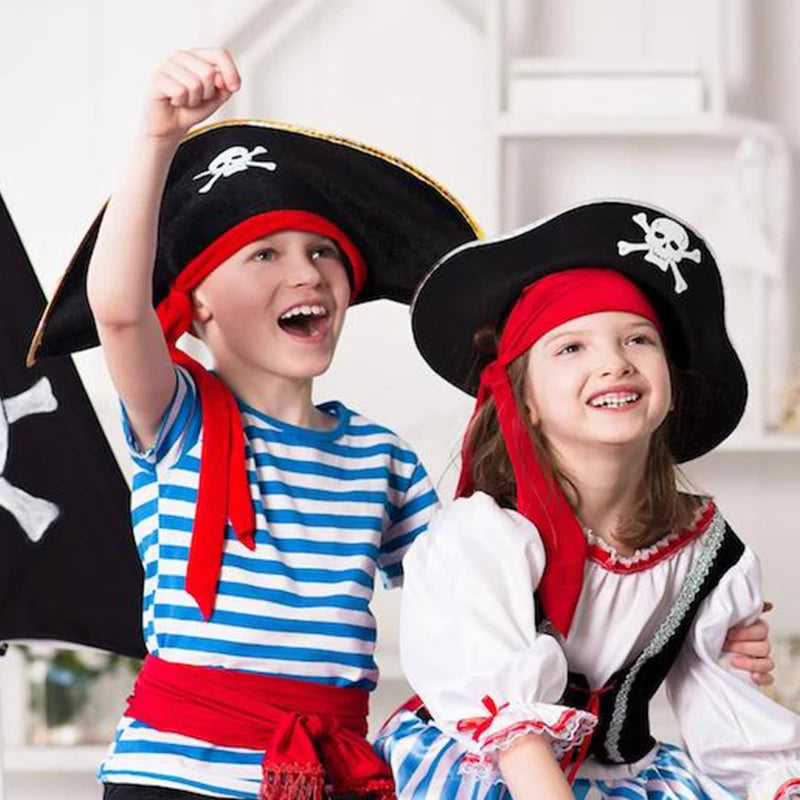 Pirate Captain Hat Costume Accessory for Halloween Parties Kids & Adults