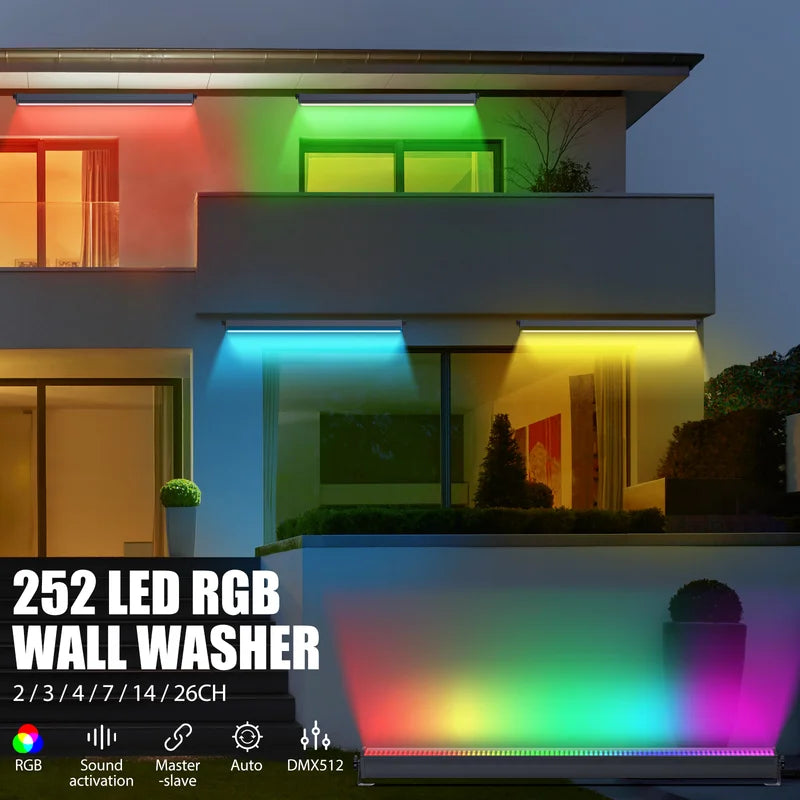 LED Wall Wash Light 252 RGB DMX Stage Lighting for DJ Concert Wedding