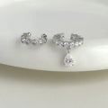 Silver Zirconia Pearl Clip-On Earrings for Women Geometric Ear Cuff Jewelry