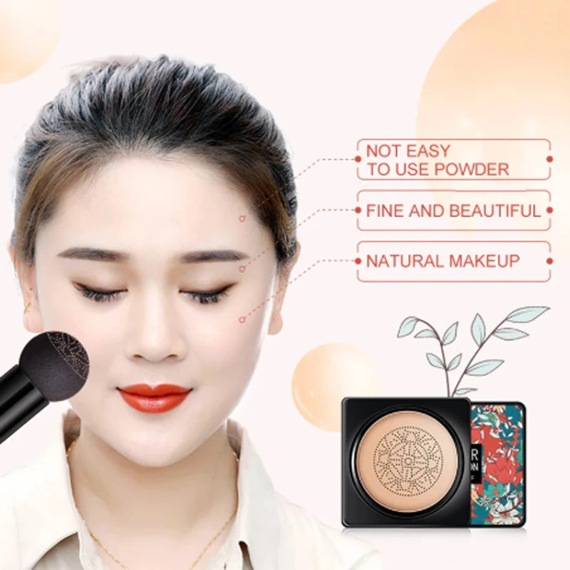Air Cushion CC Cream Foundation with Mushroom Puff - Long Lasting Moisturizing Face Makeup