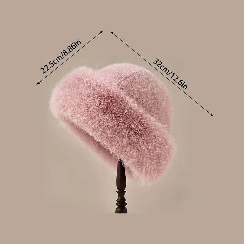 Warm Plush Fur Hat for Women Winter Beanie Thick Mongolian Cap Cold Weather