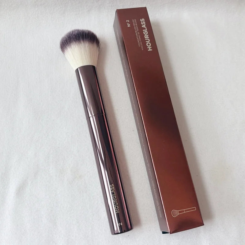 Luxury Powder and Blush Makeup Brush Set - Synthetic Hair, Multiple Handle Colors