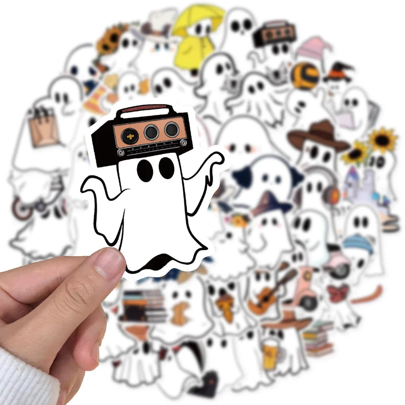 50PCS Ghost Stickers for Halloween Notebook Laptop Luggage Scrapbook Phone