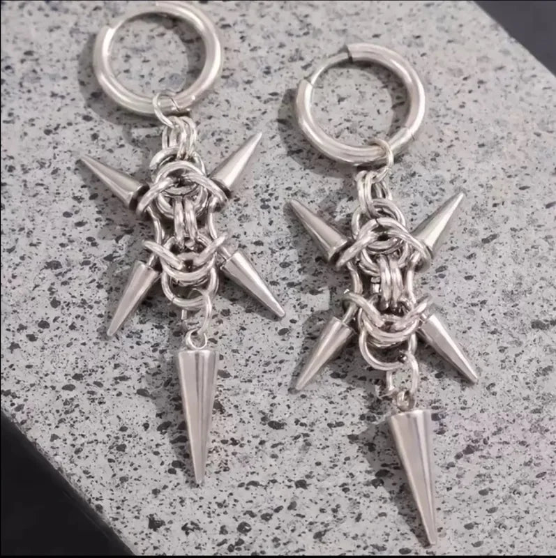 Goth Cross Rivet Earrings for Women Stainless Steel Punk Jewelry