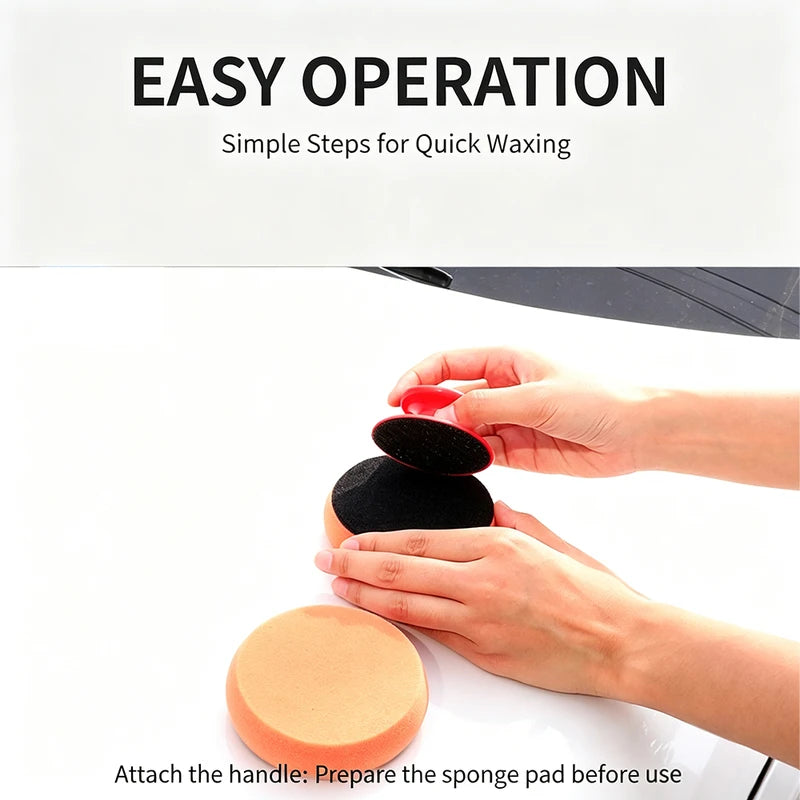 Car Waxing Handle Polishing Tool with Detachable Sponge - Car Cleaning Accessories