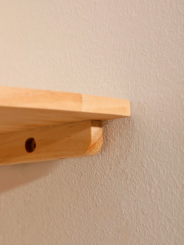 Floating Corner Wall Shelf with Scalloped Edges - Wooden Ledge for Living Room Bedroom Kitchen