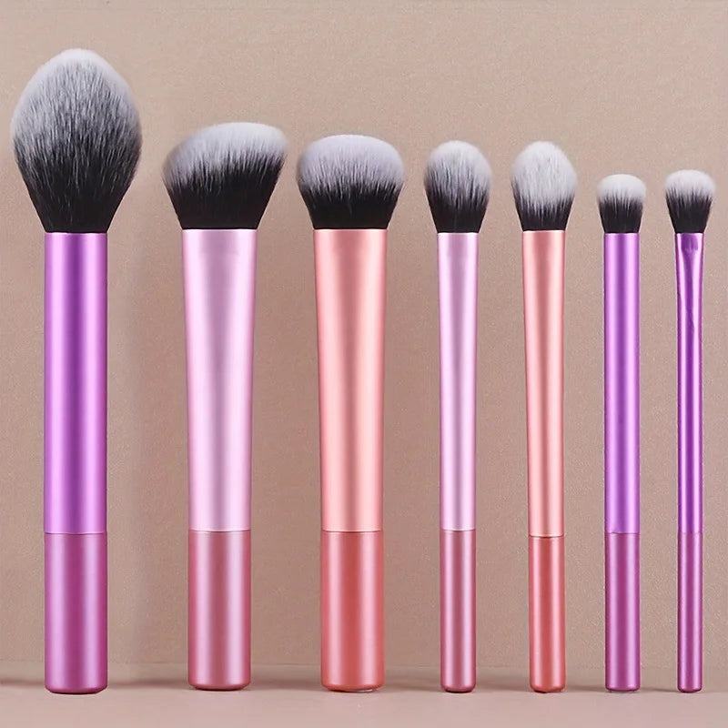 7-Piece Professional Makeup Brush Set Soft Synthetic Hair for Face Eyeshadow Blush