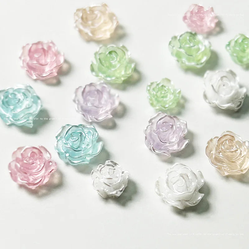 Pearl Nail Charms Set - Multi Colors 6/8mm Resin Camellia Nail Art Decor 20pcs