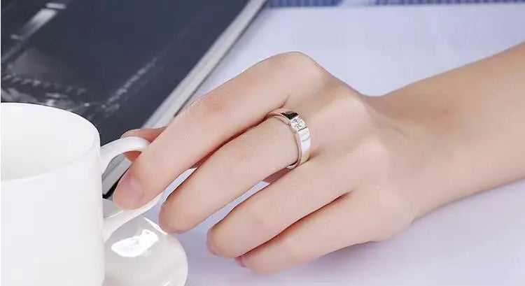 Sterling Silver Crystal Ring for Women - Adjustable Sizes 7-10 Jewelry Gift