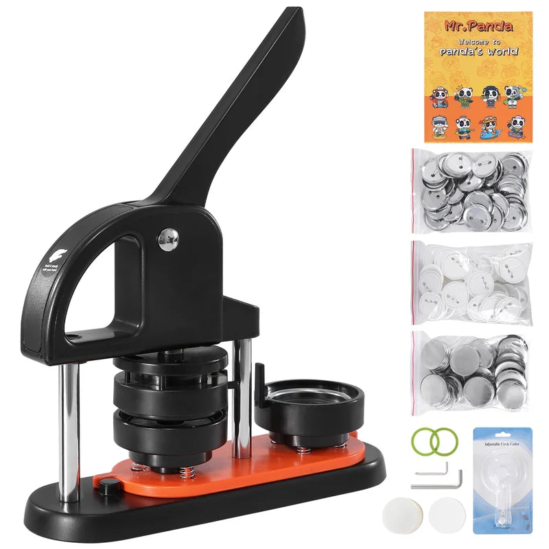 Button Maker Kit with 25/32/58mm Pin Press & Ergonomic Handle - All Variants