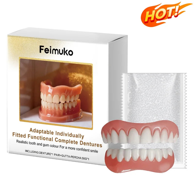 Denture Silicone Kit with Soft Liners for Upper and Lower False Teeth - Comfortable Reline Set