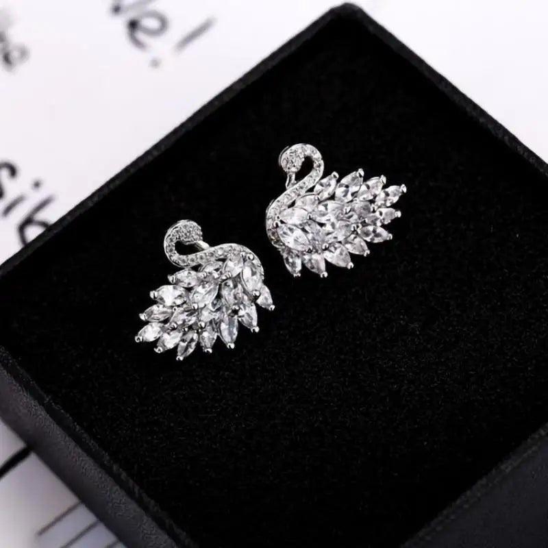 Elegant Rhinestone Black Swan Earrings for Women - Party Jewelry & Gifts