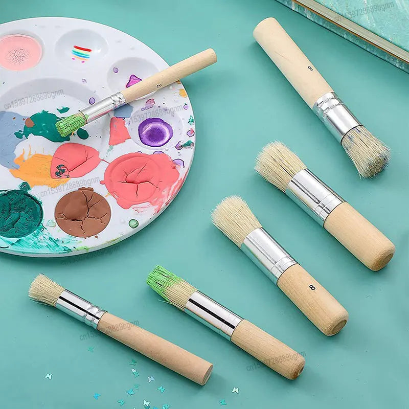 Set of 3/6 Paint Brushes for Acrylic Watercolor Oil Art Crafts Wooden Handle