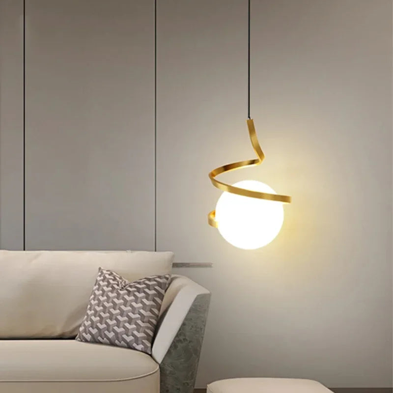 Modern LED Pendant Light Fixture for Indoor Home Lighting, Glass Hanging Lamp for Dining Kitchen Bedroom