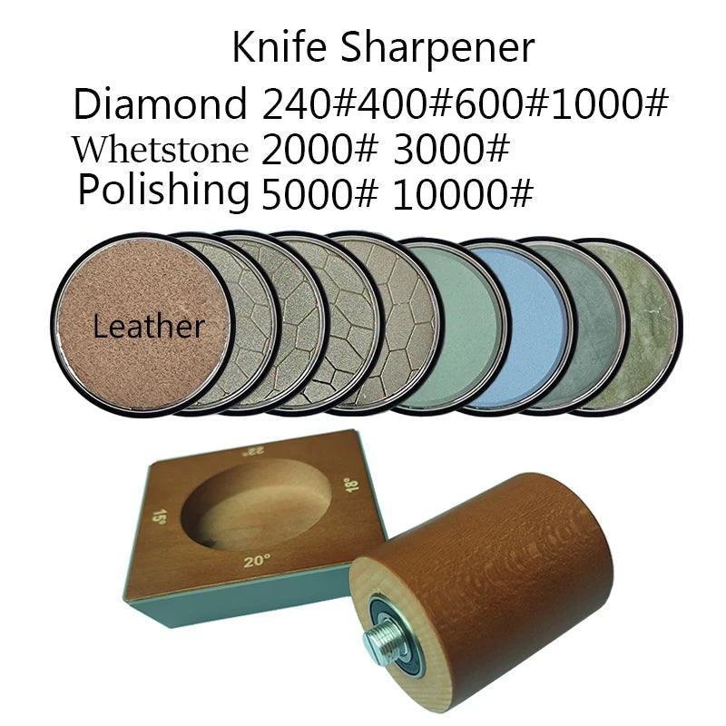 Knife Sharpener Kit for Straight Edge & Roller Blades with Diamond Abrasives