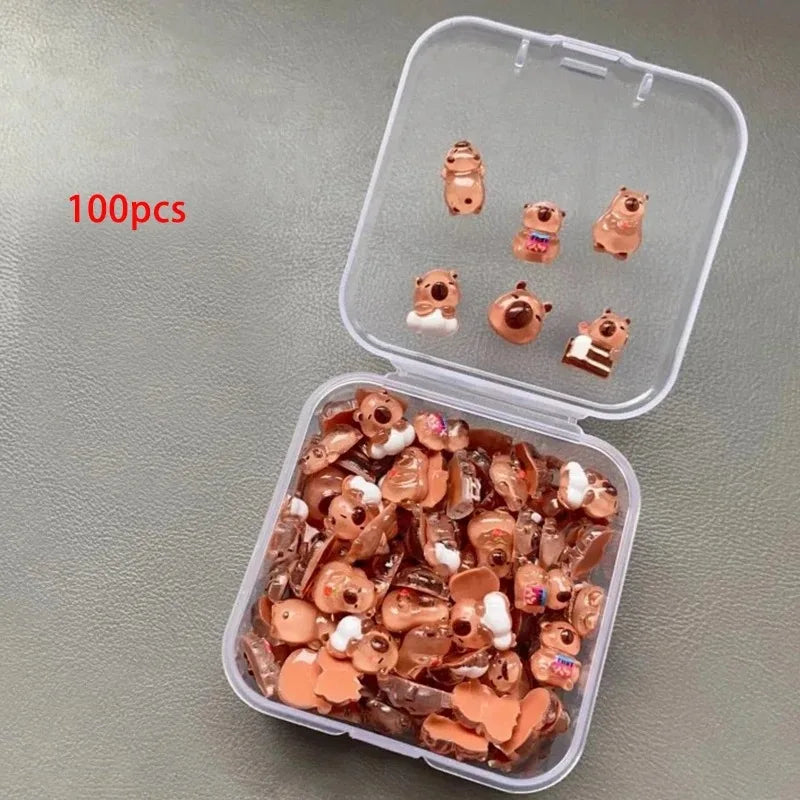 Mini Capybara Animal Figurines Set - 100pcs Fairy Garden Home Decor