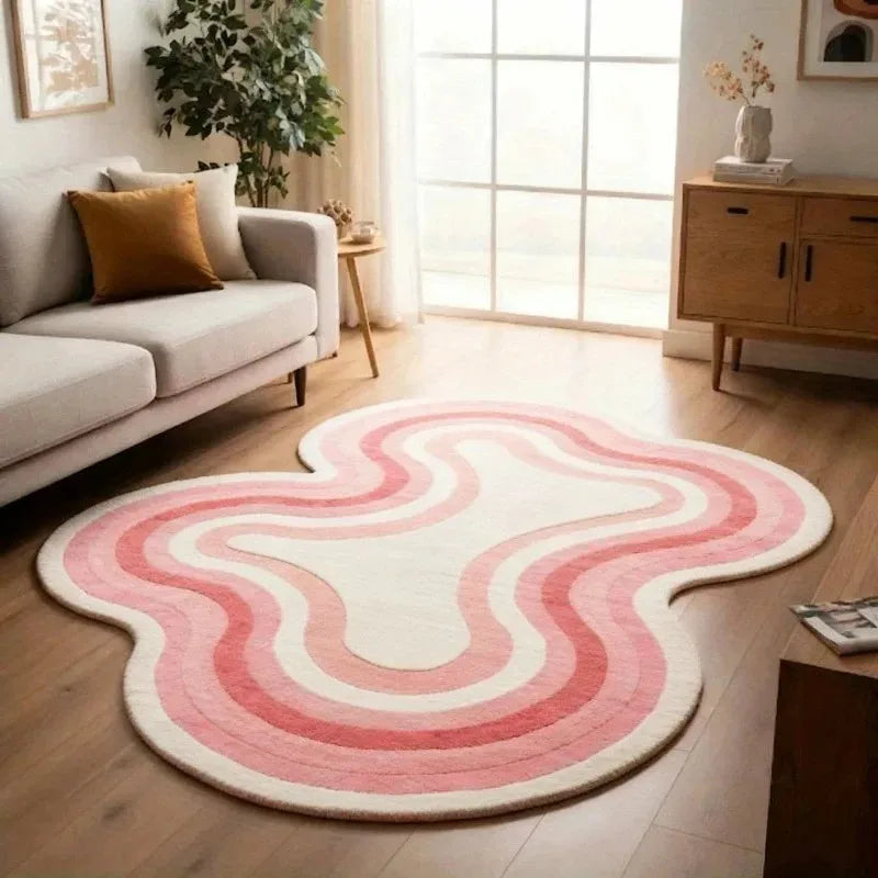 Colorful Irregular Rug Non-Slip Washable Floor Mat for Living Room & Bathroom