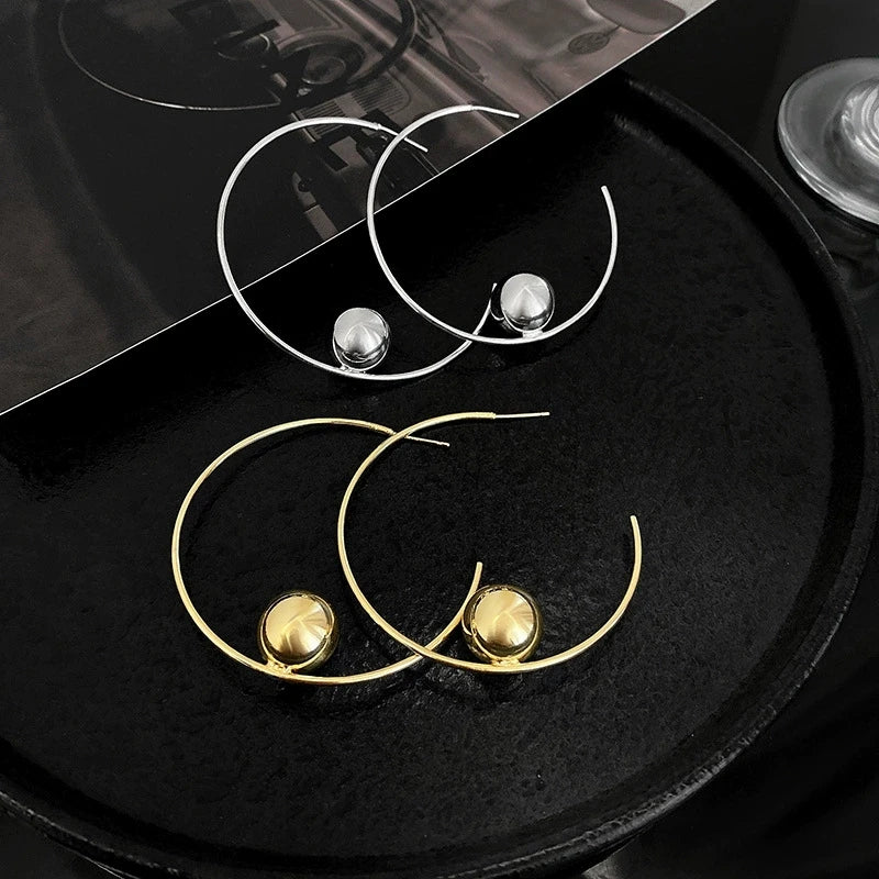 Round Drop Earrings for Women Large Circle Hoop Jewelry Gold Tone Gift