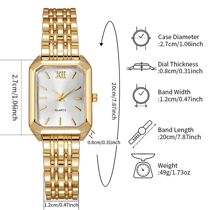 Women’s Quartz Watch & Rhinestone Bracelet Set - Elegant Fashion Jewelry