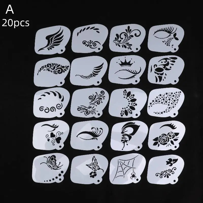 Reusable Face & Body Paint Stencils for Party Makeup - Art Templates, All Colors