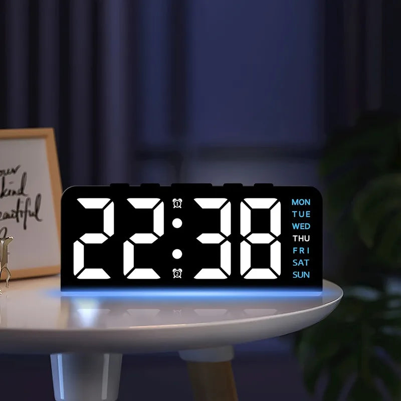 Digital Alarm Clock with Atmosphere Light & Date Display - USB Powered, Adjustable Brightness