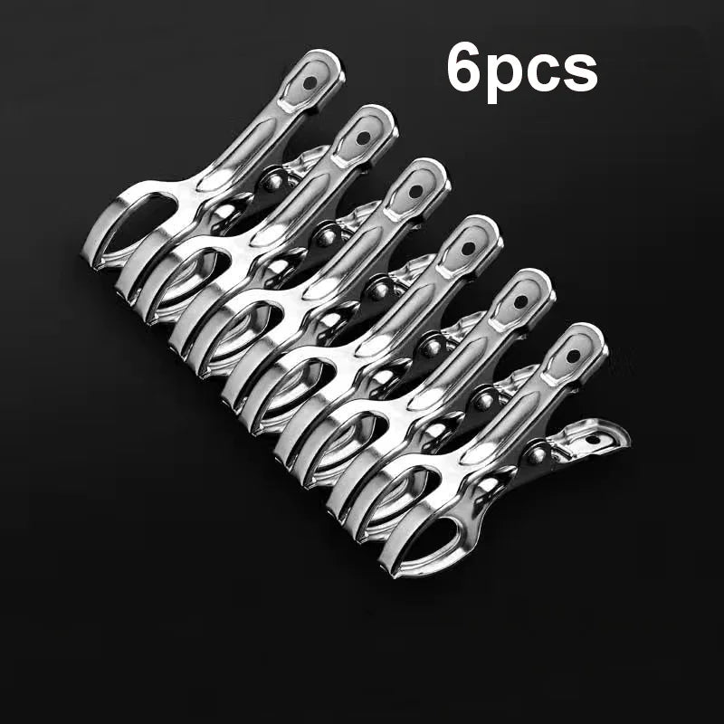 Stainless Steel Outdoor Clothes & Blanket Drying Clips - 6 Pack