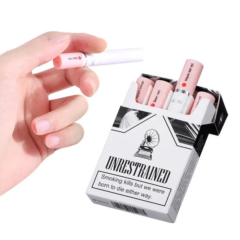 4-Piece Lipstick Set with Matte Long-Lasting Waterproof Lip Gloss in Cigarette Design