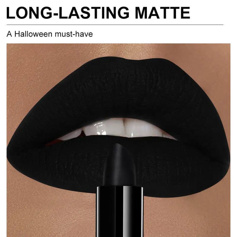 Matte Black Lipstick - Long-Lasting Waterproof Gothic Lip Makeup for Parties