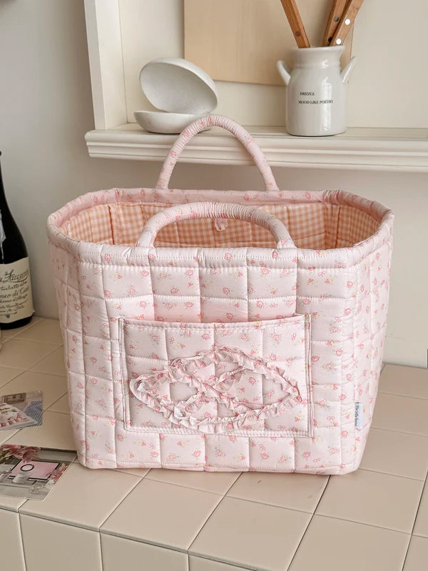 Large Capacity Flower Organizer Basket with Handle - Home Storage Bin