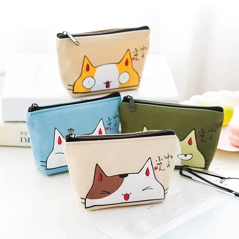 Kawaii Coin Purse Canvas Mini Floral Clutch Bag for Women Girls Kids