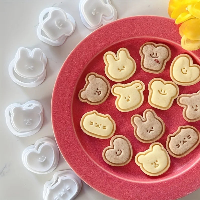 Mini Cartoon Animal Cookie Mold Set for Baking & Fondant - 6 Pcs