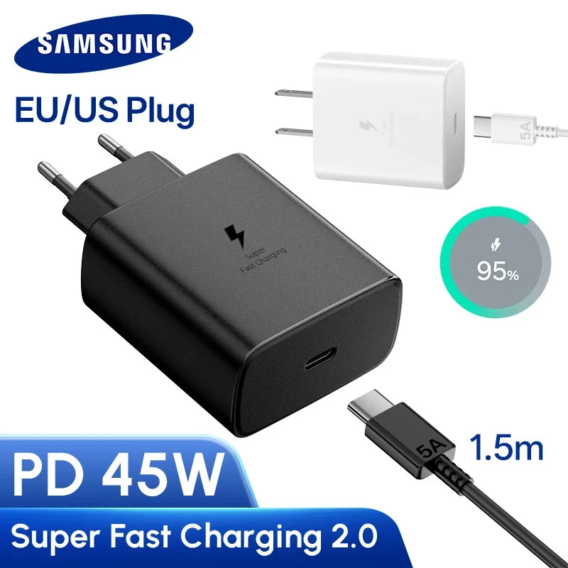 Fast USB-C Charger 45W Power Adapter for Samsung Galaxy Phones and Tablets