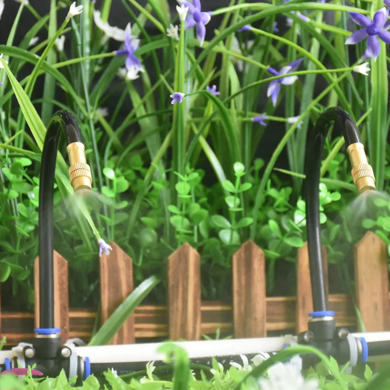 DIY Micro Drip Irrigation System Kit for Garden & Plant Watering - Adjustable Brass Nozzle