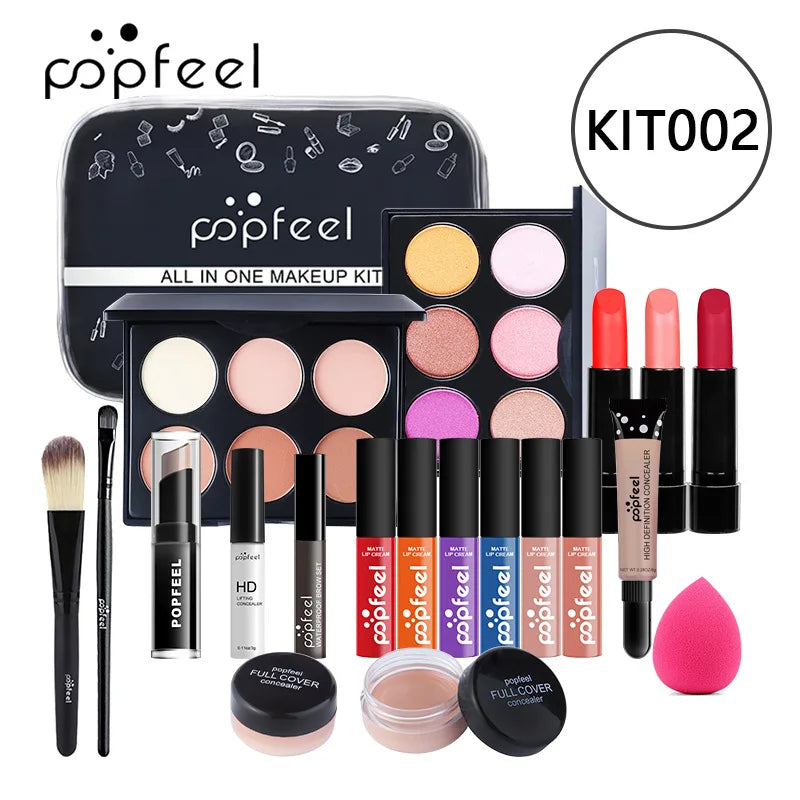 Complete Makeup Kit for Women - Eyeshadow Palette, Lip Gloss, Mascara & Brushes
