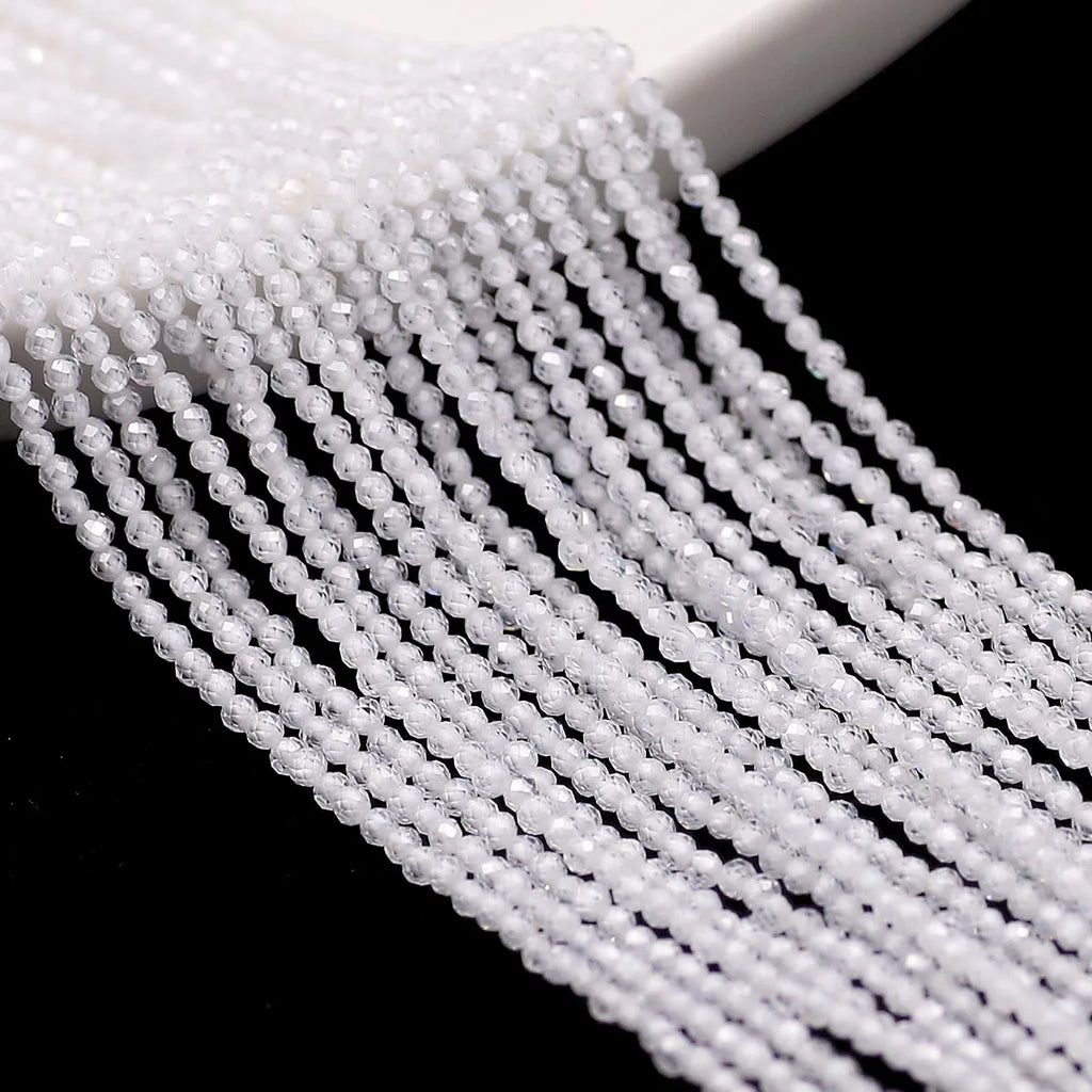 2MM Natural Stone Zircon Faceted Round Loose Beads for Jewelry Making - 200pcs