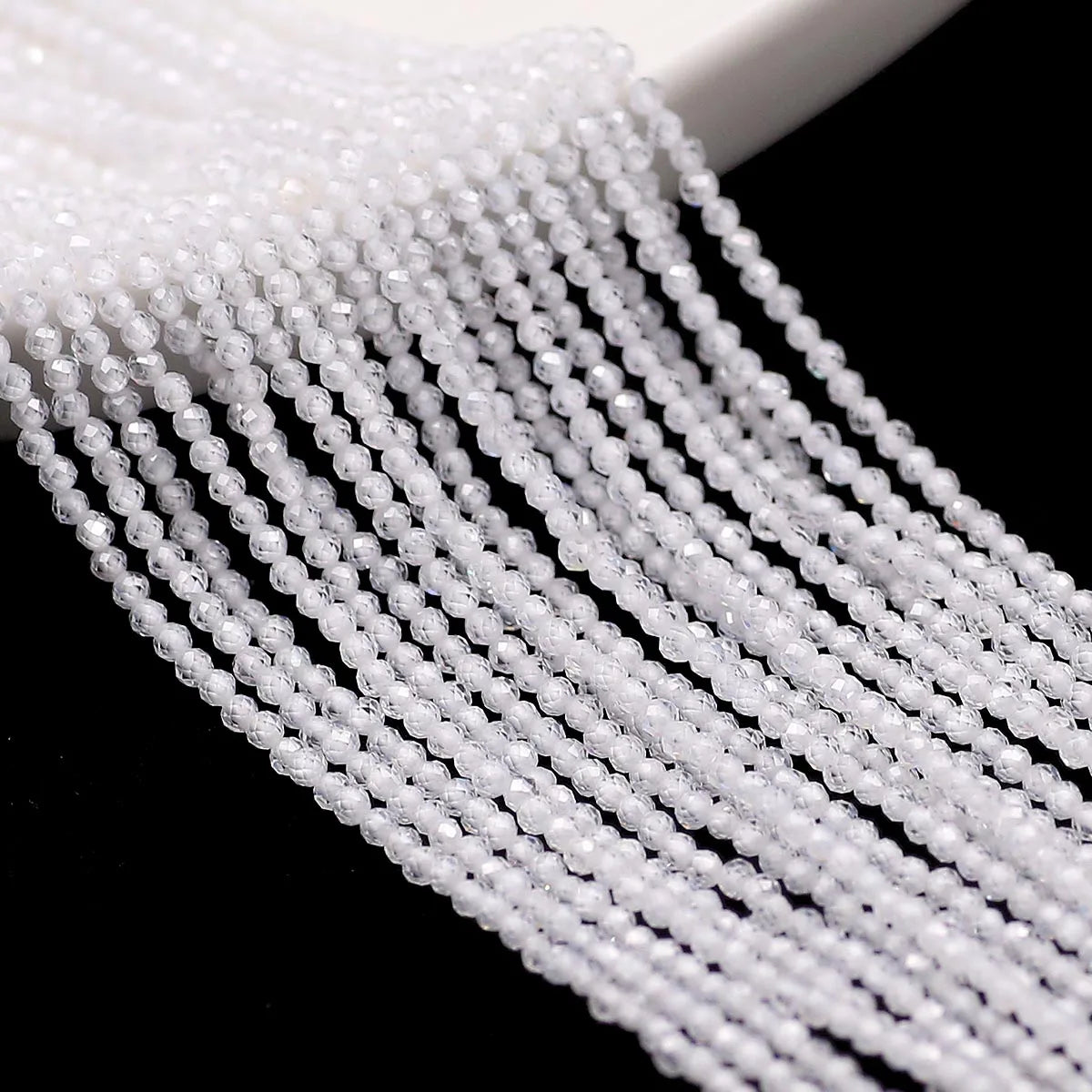 2MM Natural Stone Zircon Faceted Round Loose Beads for Jewelry Making - 200pcs