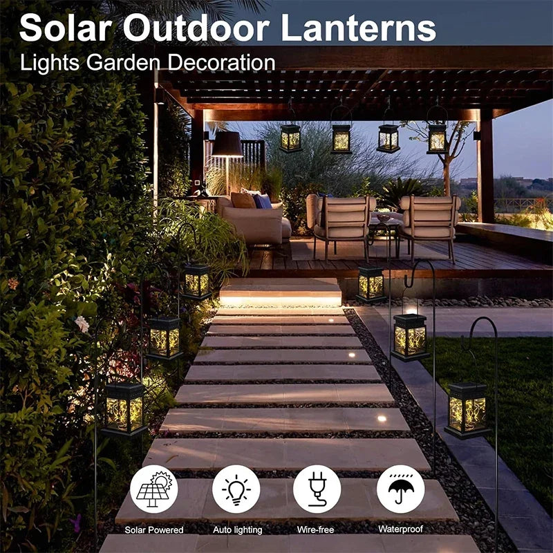3-Pack Outdoor Solar Hanging Lanterns Waterproof LED String Lights for Garden Patio Party