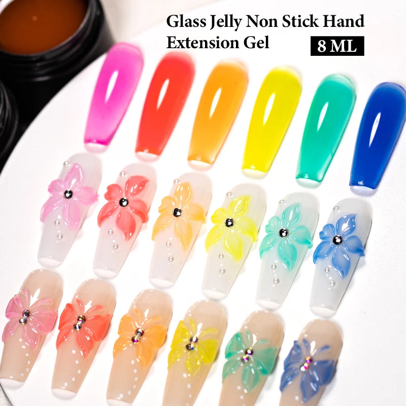 Glass Jelly Nail Extension Gel Set - Non-Stick Hand Sculpting UV/LED DIY Kit