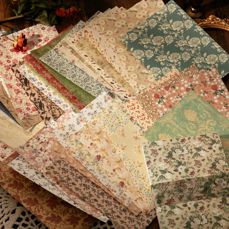 100 pcs Vintage Scrapbooking Paper Set for DIY Album & Craft Projects - Multiple Colors