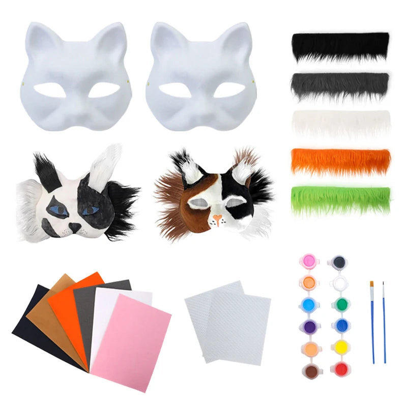 DIY Animal Half Face Mask Kit for Kids & Adults - Creative Handcraft Set